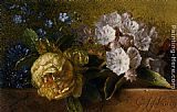 George Jacobus Johannes Van Canvas Paintings - Flowers on a Ledge
